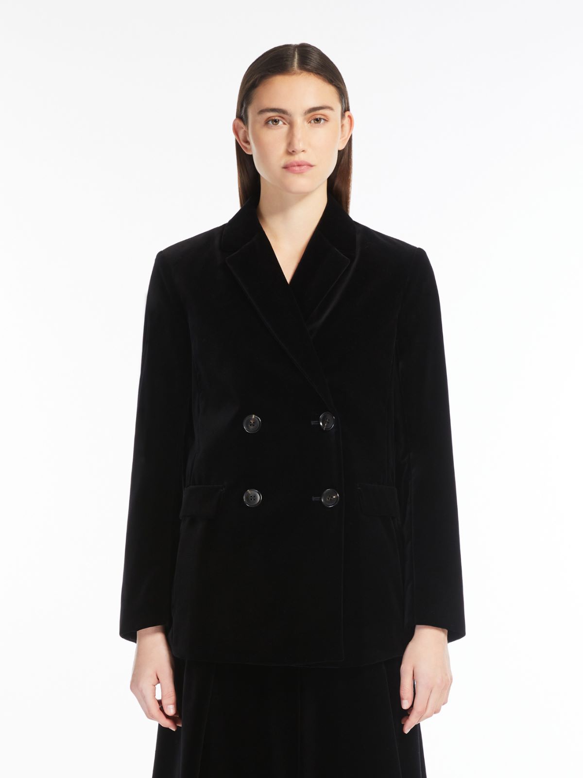 Double-breasted velvet jacket