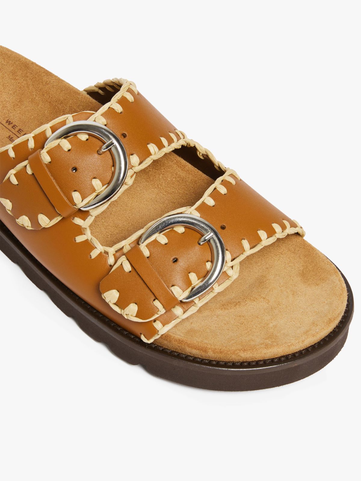 Cuoietto leather and raffia sandals