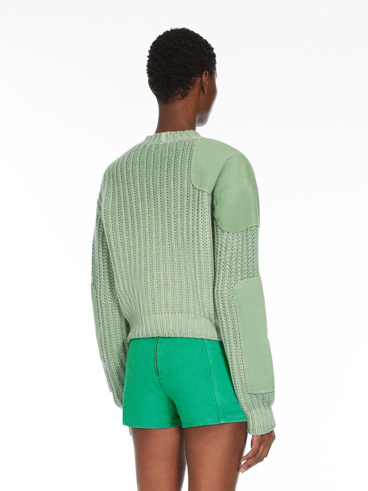 Ribbed cotton oversized cropped pullover