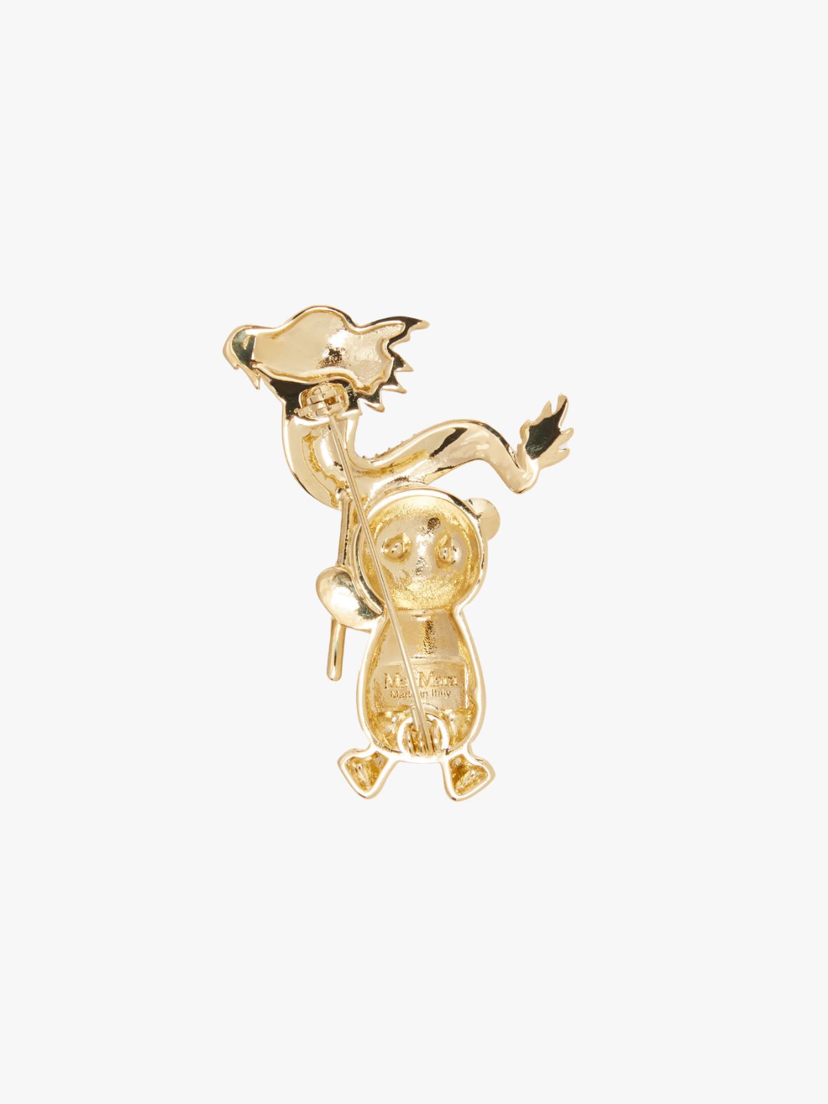 Metal teddy bear brooch with dragon