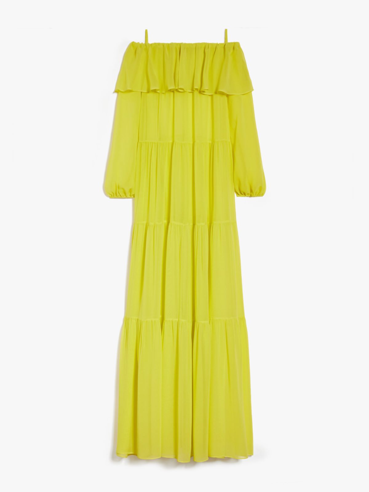 Printed silk off-the-shoulder dress