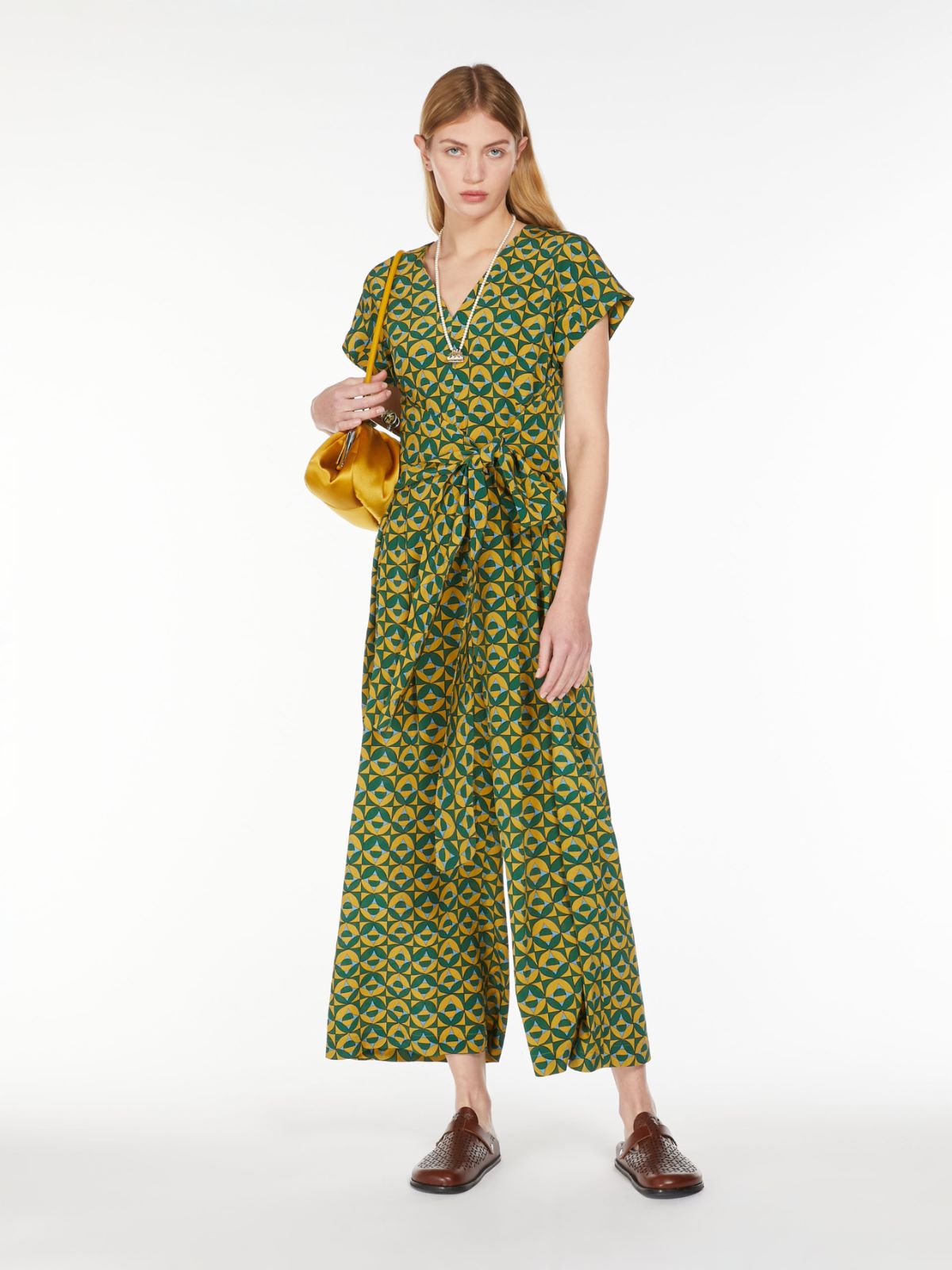 Printed silk crepe jumpsuit