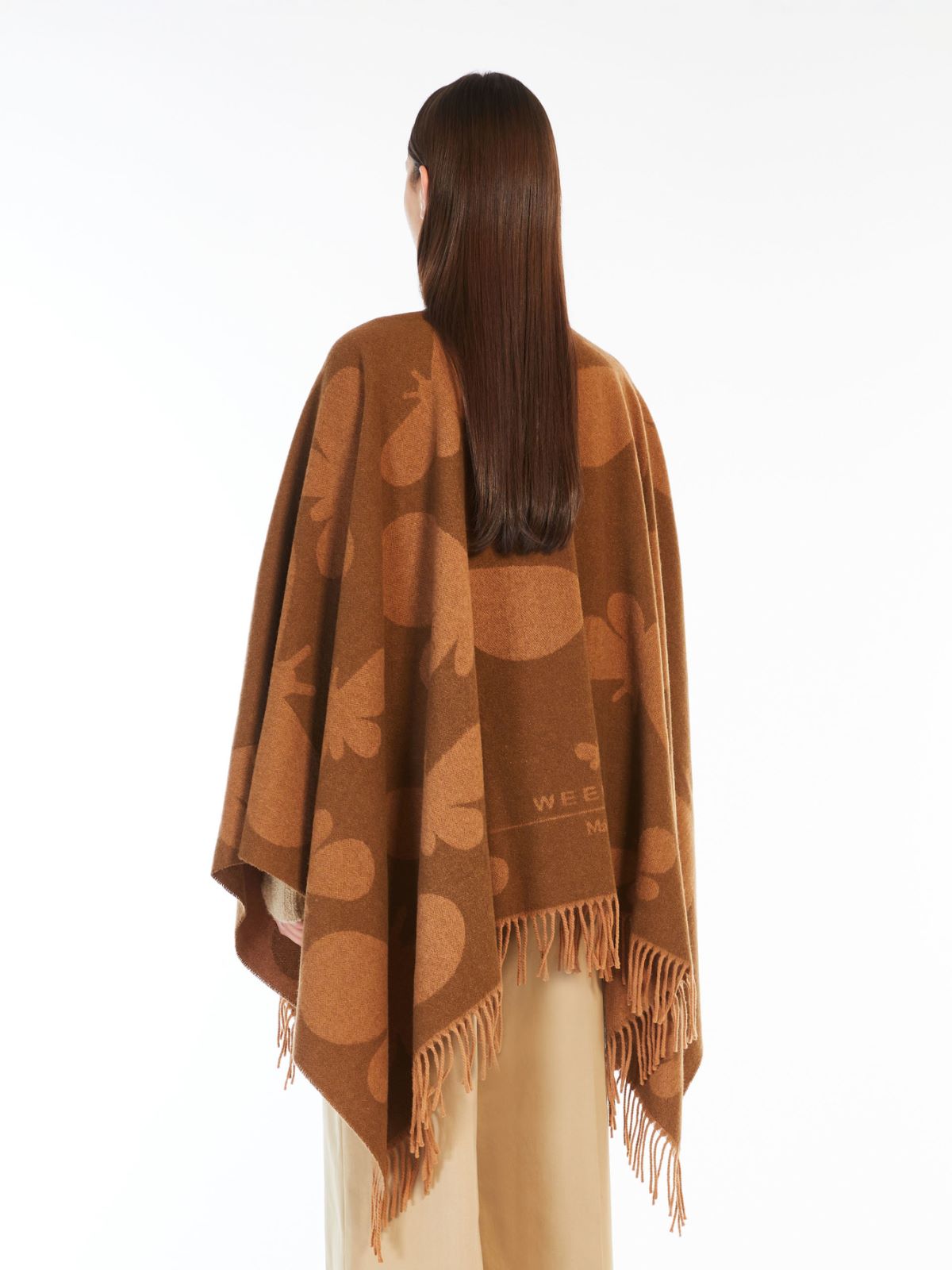 Jacquard wool poncho