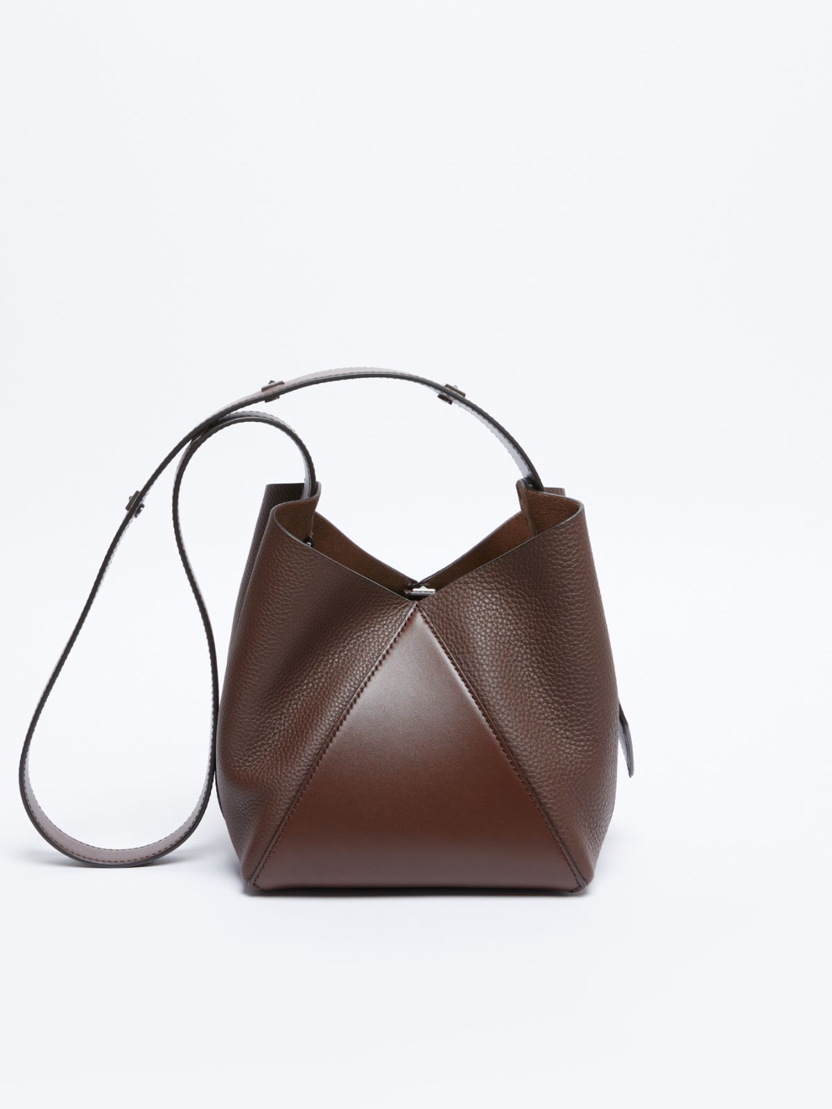 Small bucket bag in deer-print leather