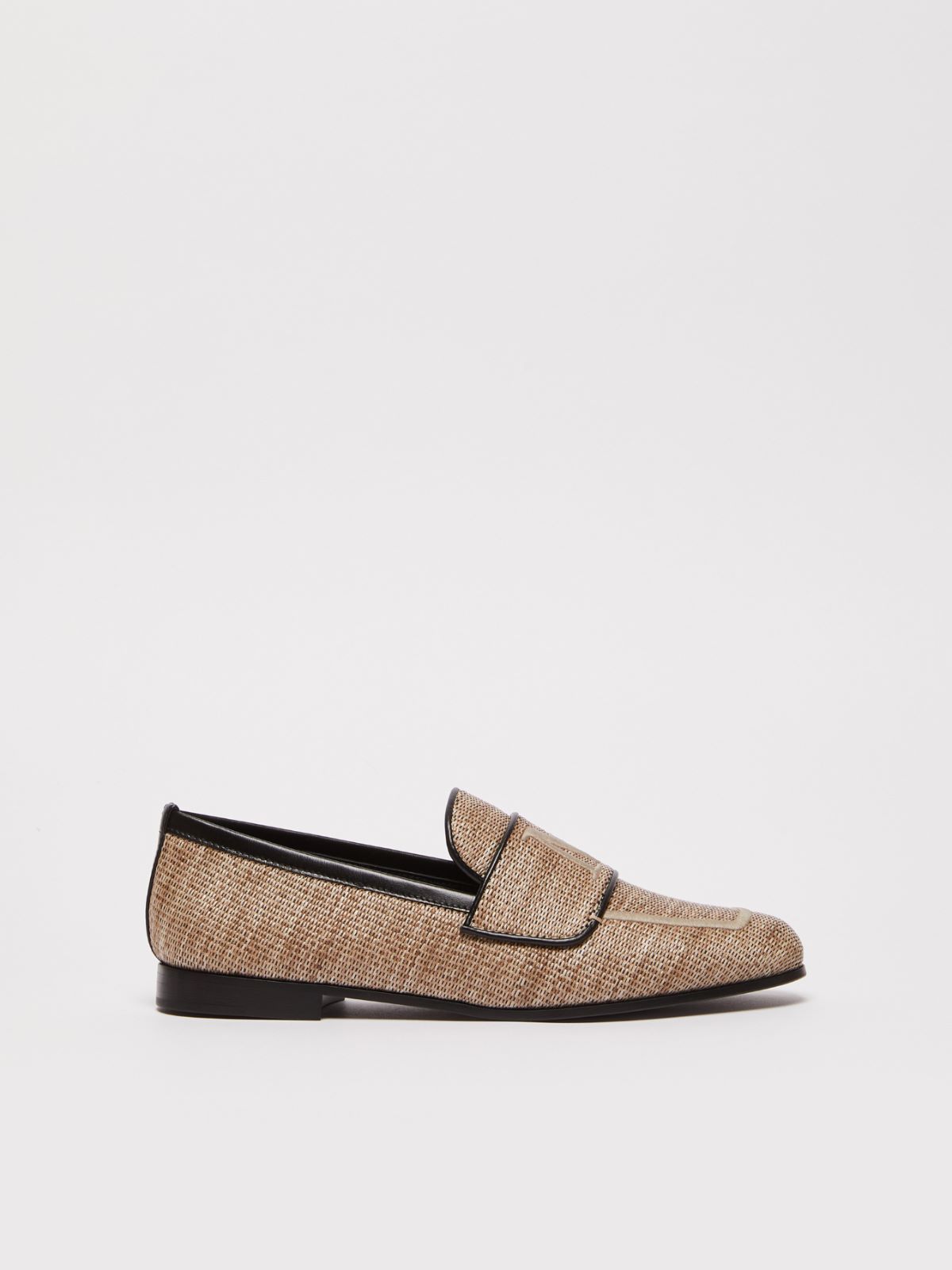 Raffia-effect fabric Penny loafers