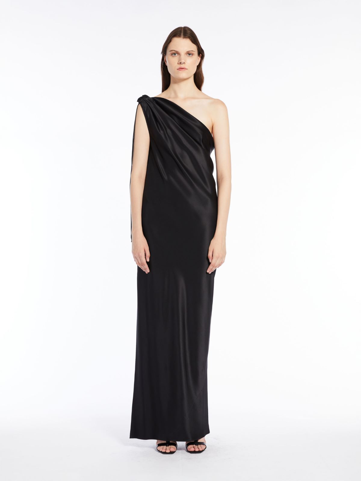 One-shoulder dress in silk satin