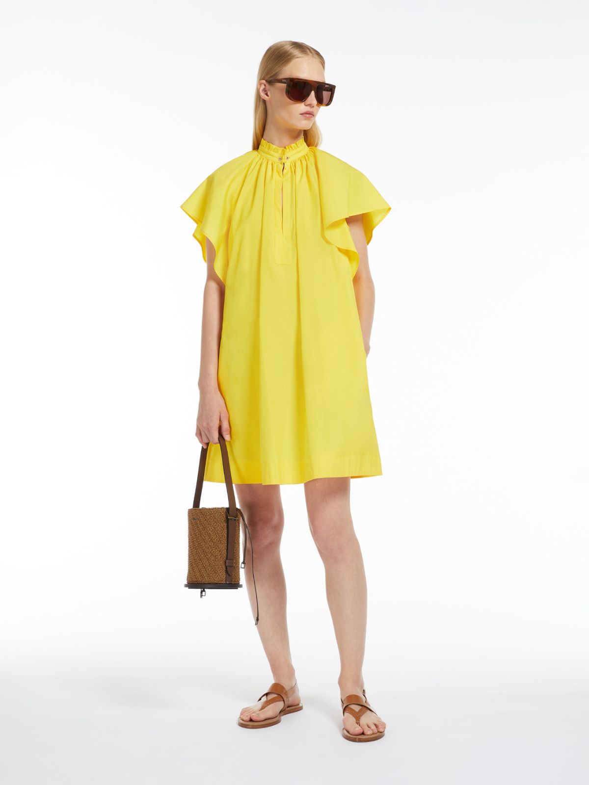 Poplin mini dress with flounce