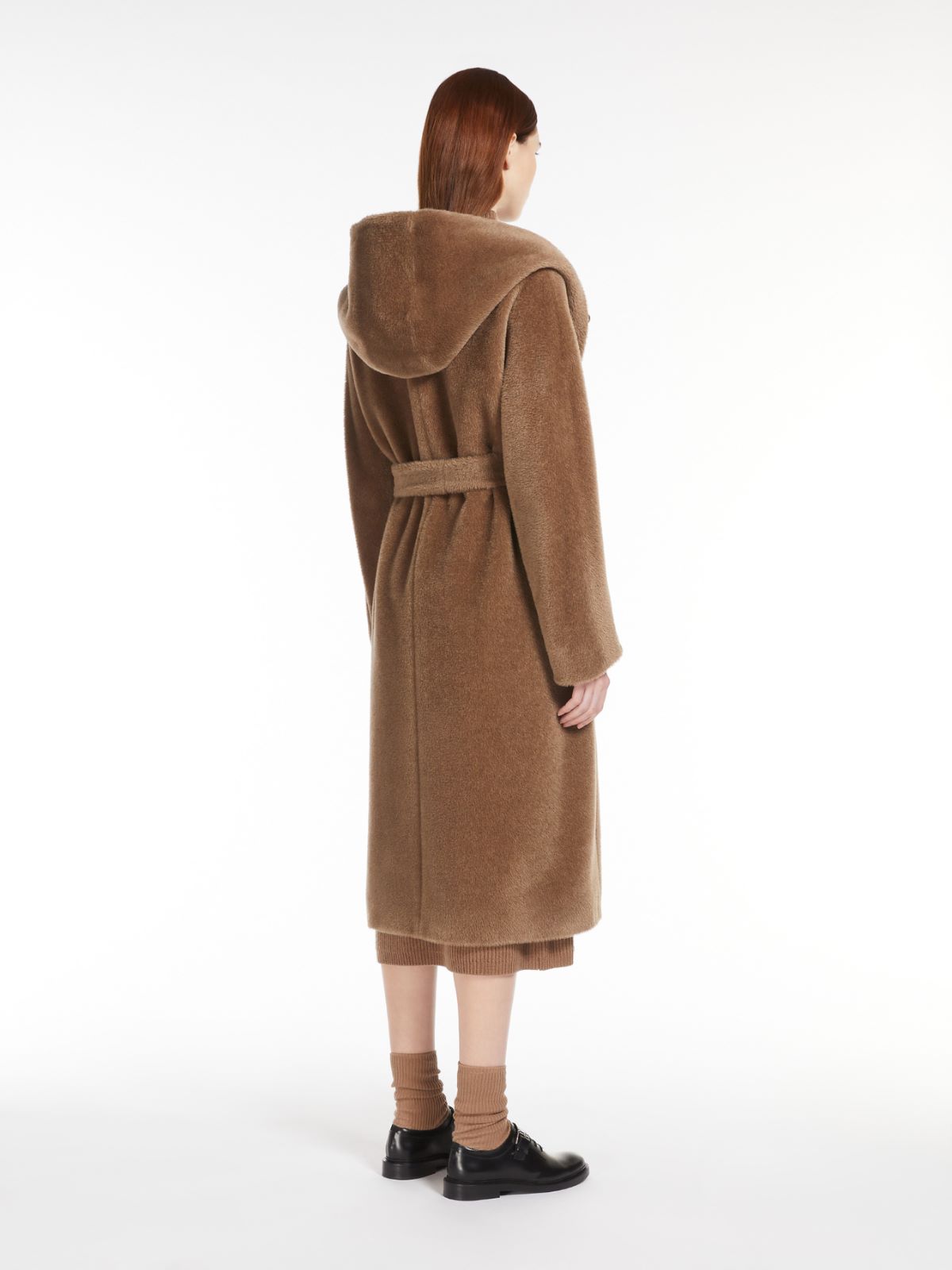 Alpaca and wool coat with belt
