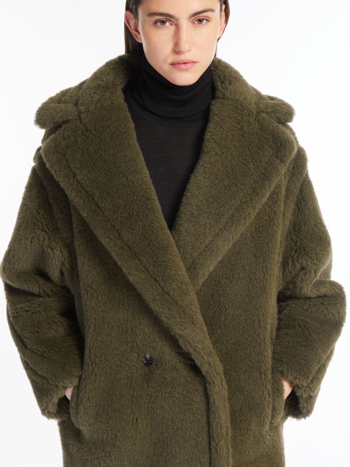 Short Teddy Bear Icon Coat in alpaca and wool