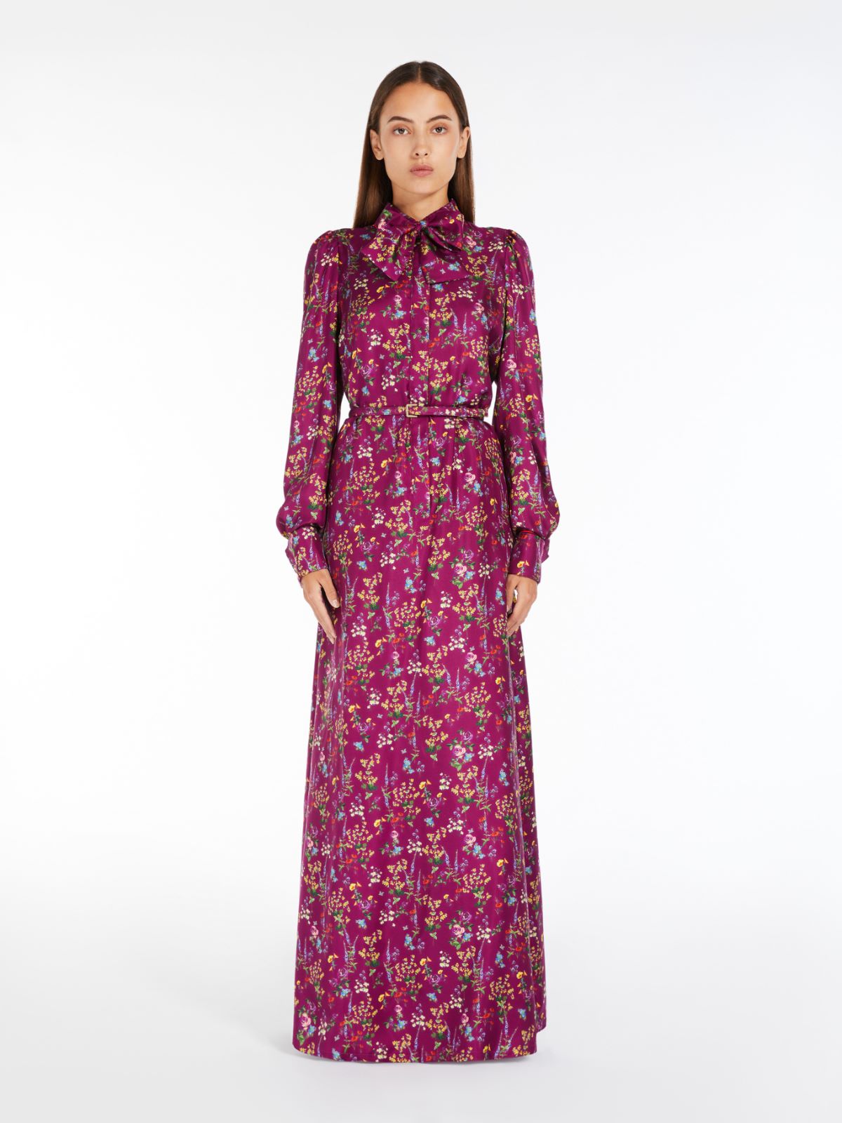 Printed silk shirt dress