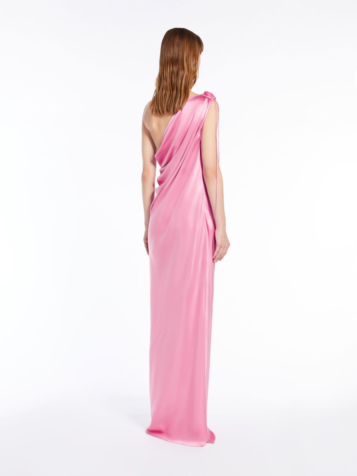 One-shoulder dress in silk satin