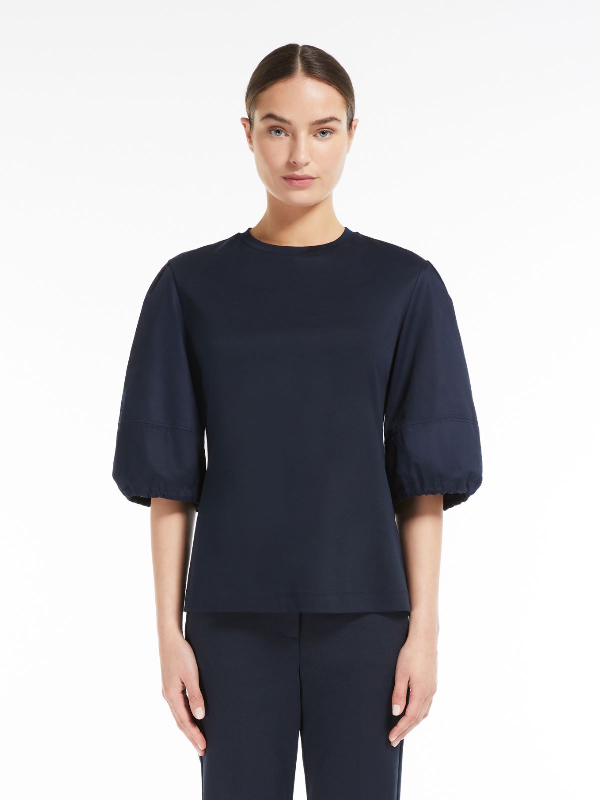 Jersey and cotton sateen T-shirt