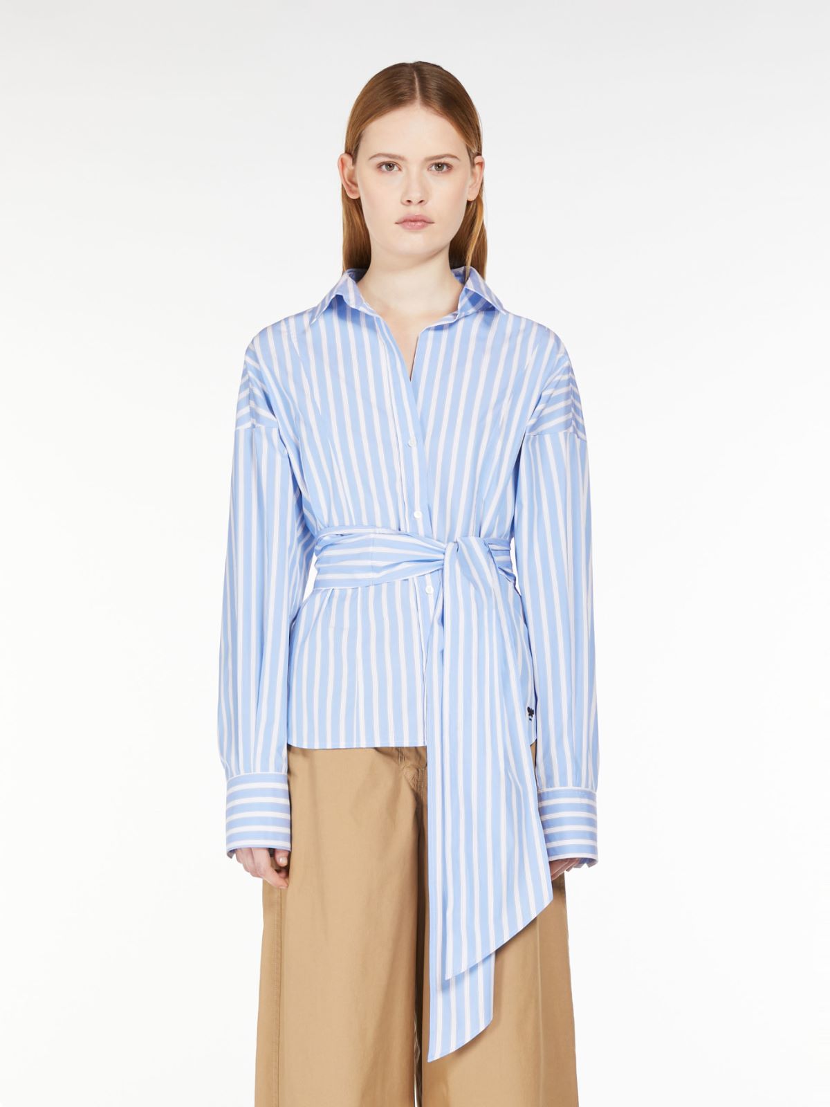 Cotton poplin crossover shirt