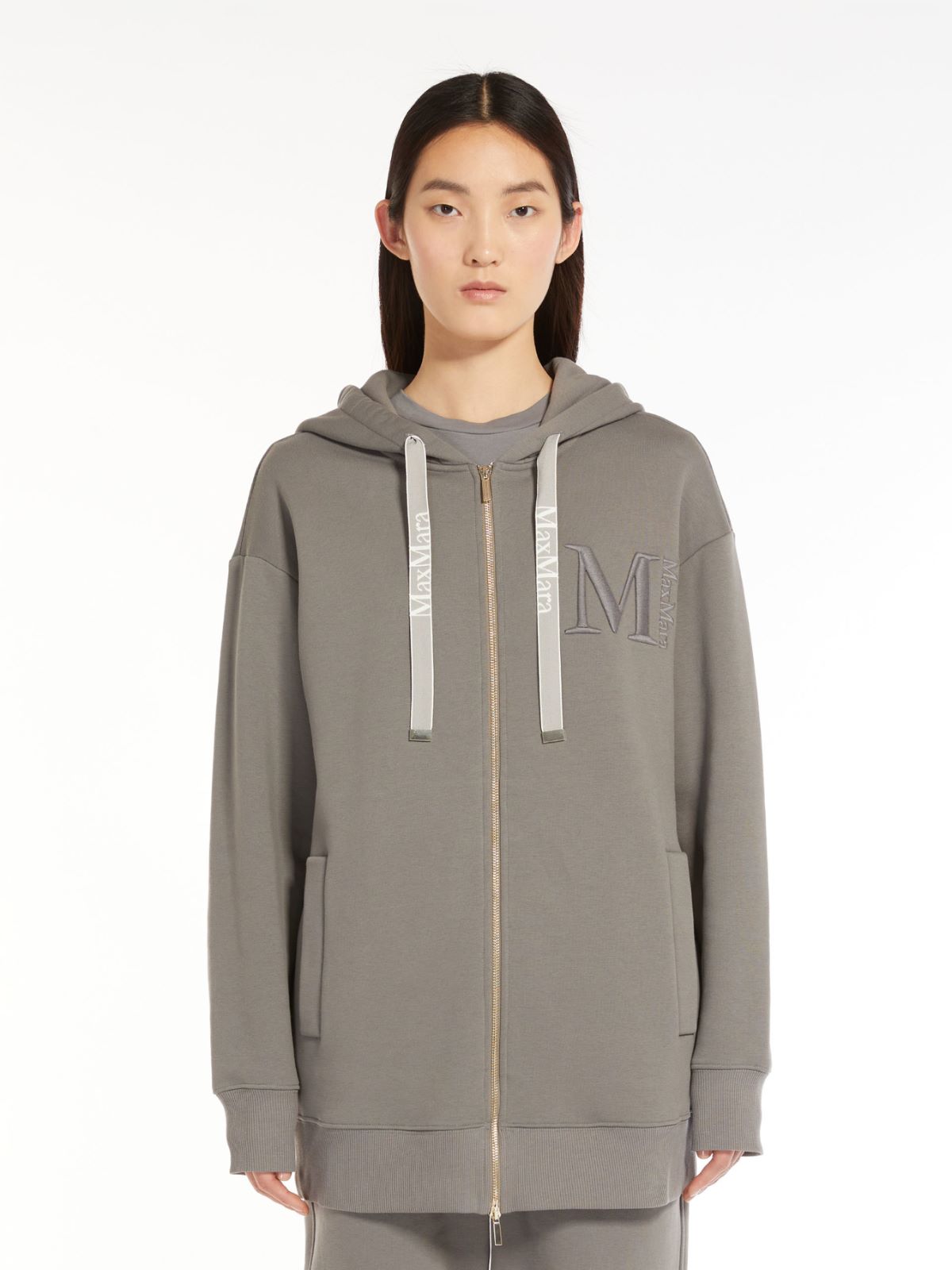 Zip-up jersey sweatshirt