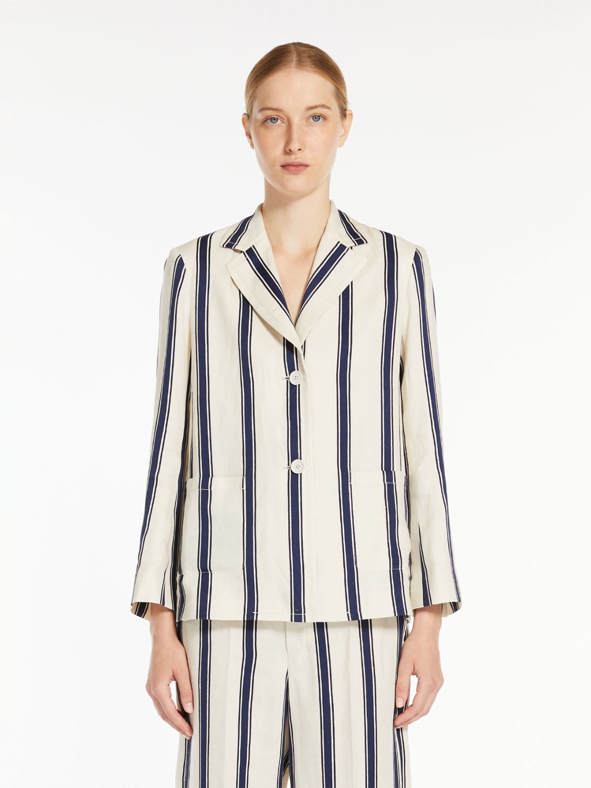 Striped linen and cotton jacket