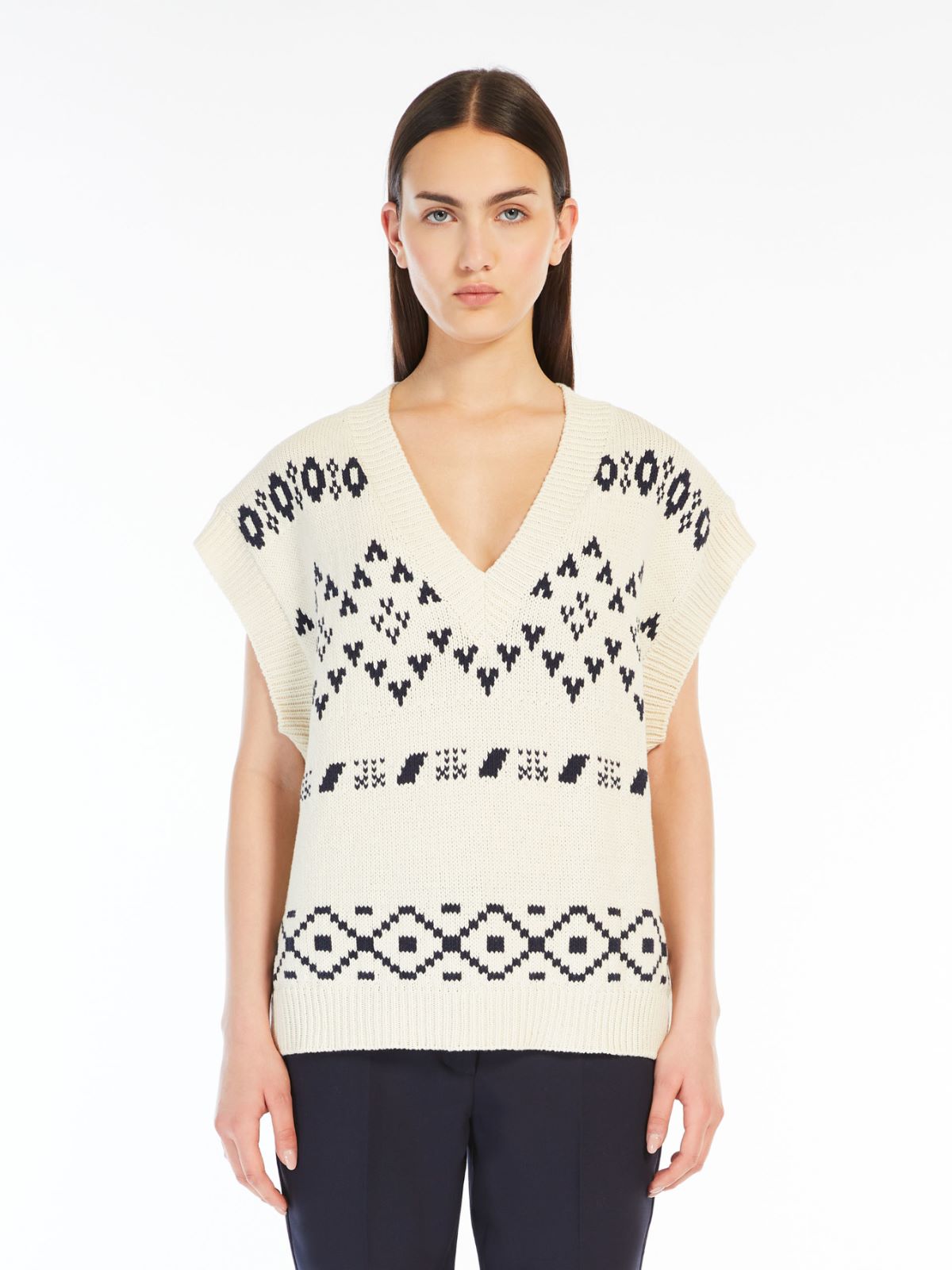 Oversized jacquard cotton gilet