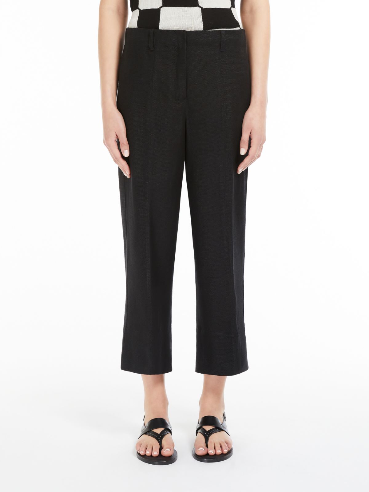 Straight-fit linen and cotton trousers