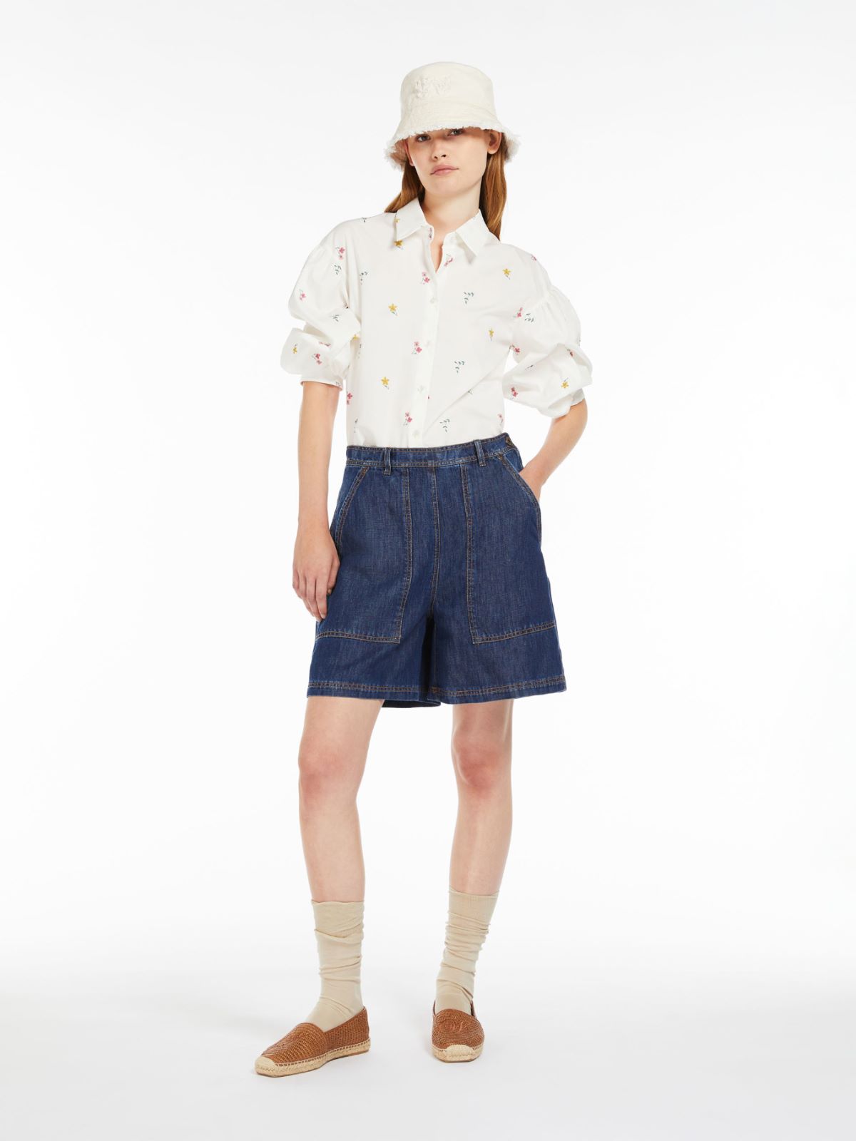 Cotton and linen denim jeans