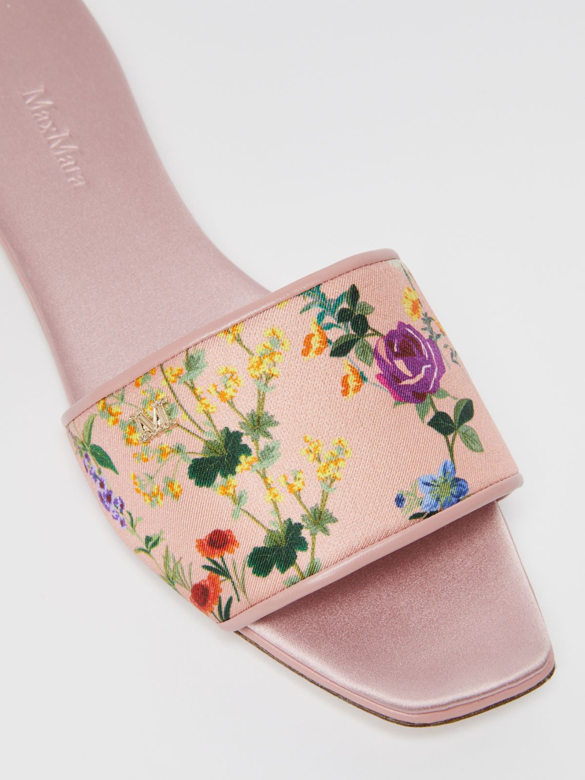Printed silk slide sandals