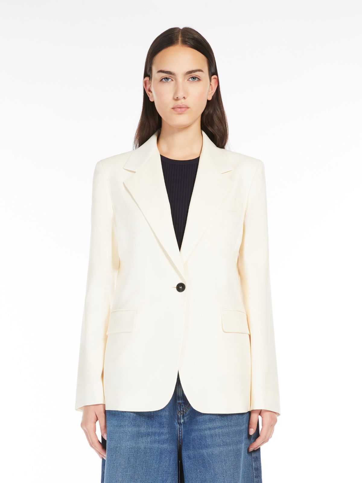 Natural stretch wool blazer