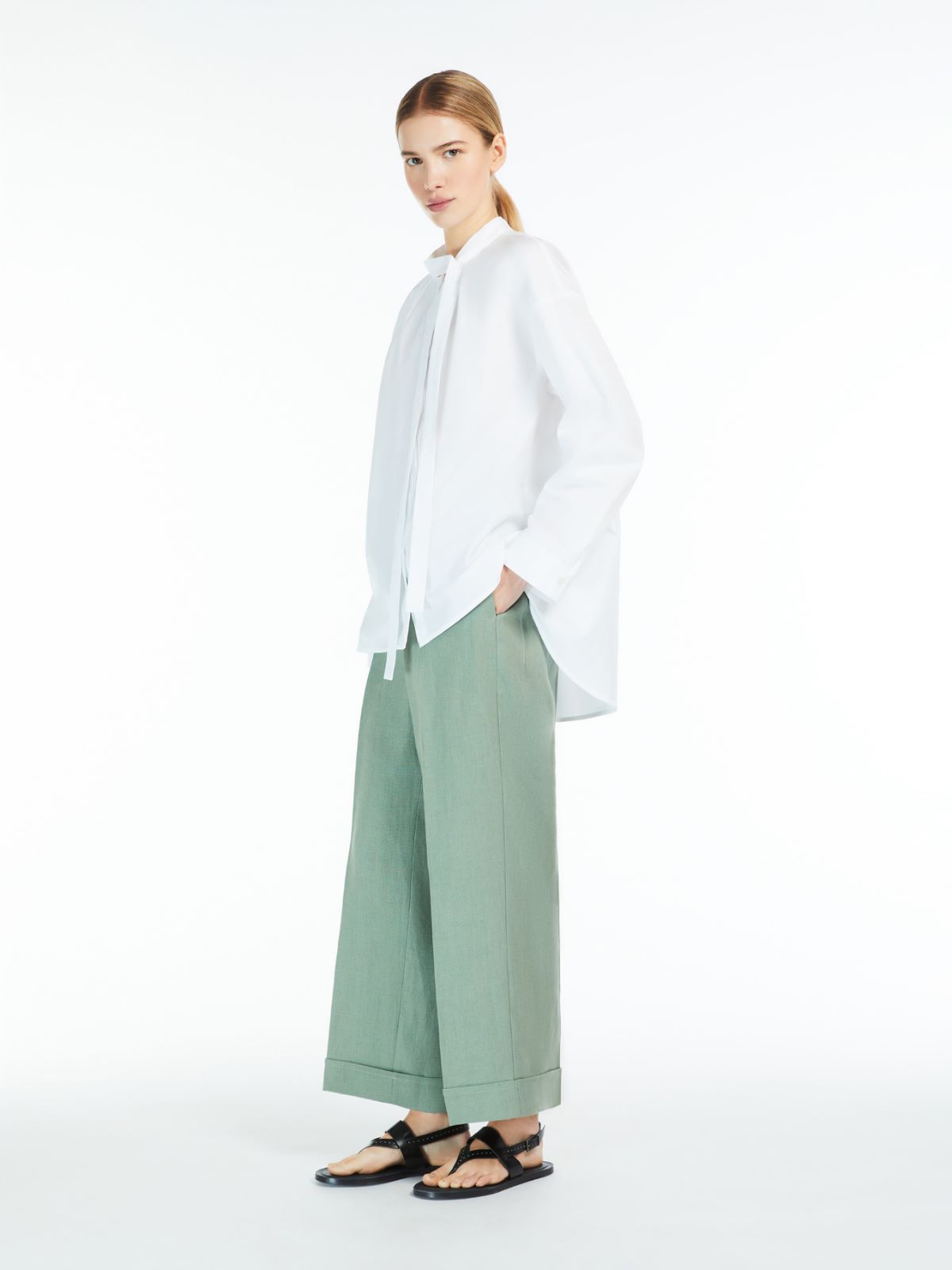 Linen canvas palazzo trousers