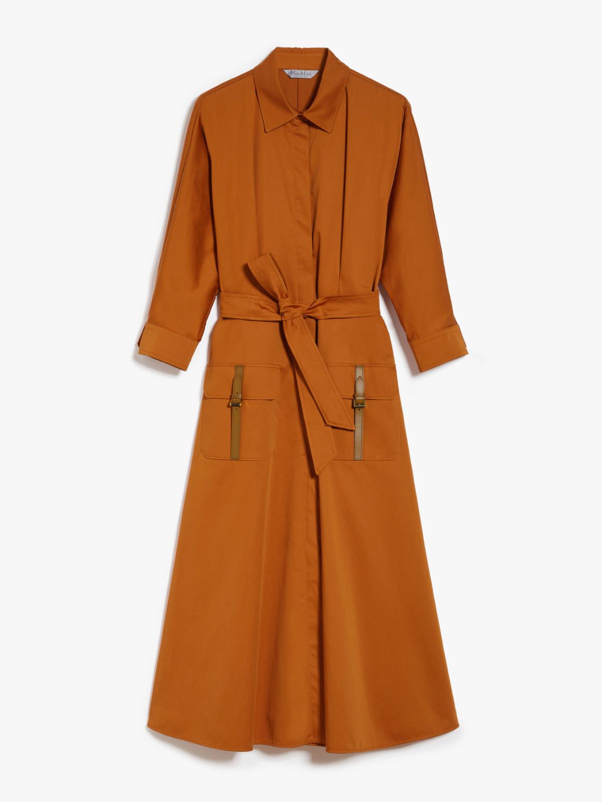 Satin shirt dress with belt