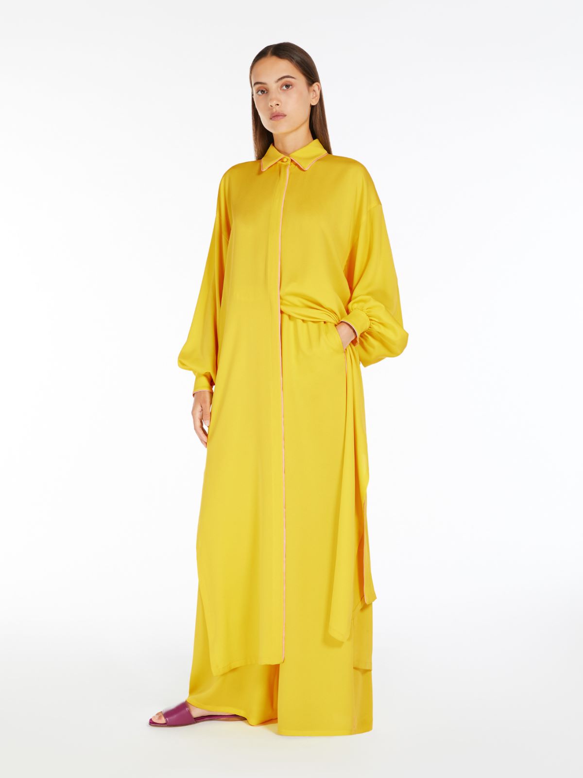 Silk wide-leg trousers