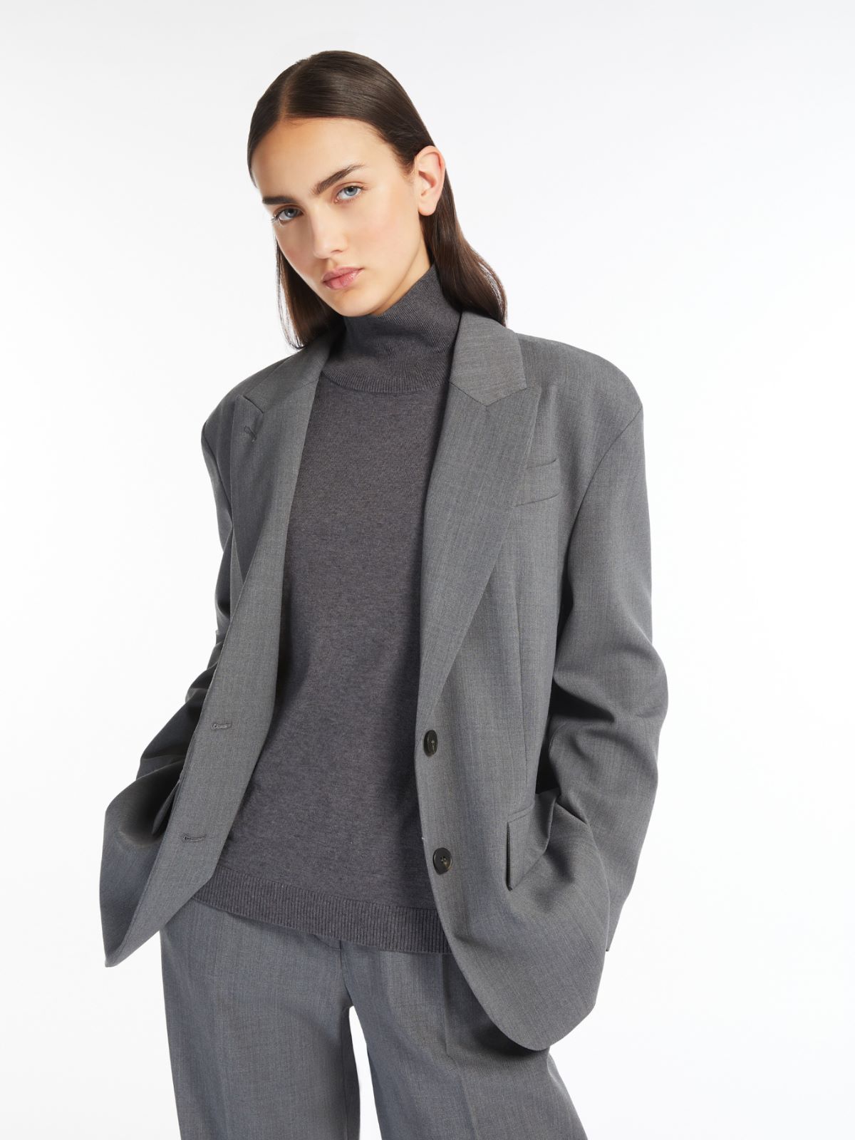 Oversized wool-blend gabardine blazer