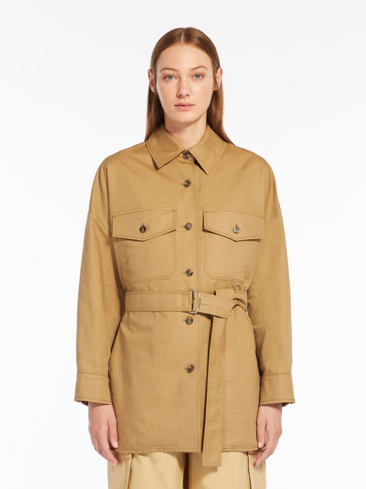 Cotton and linen basketweave jacket