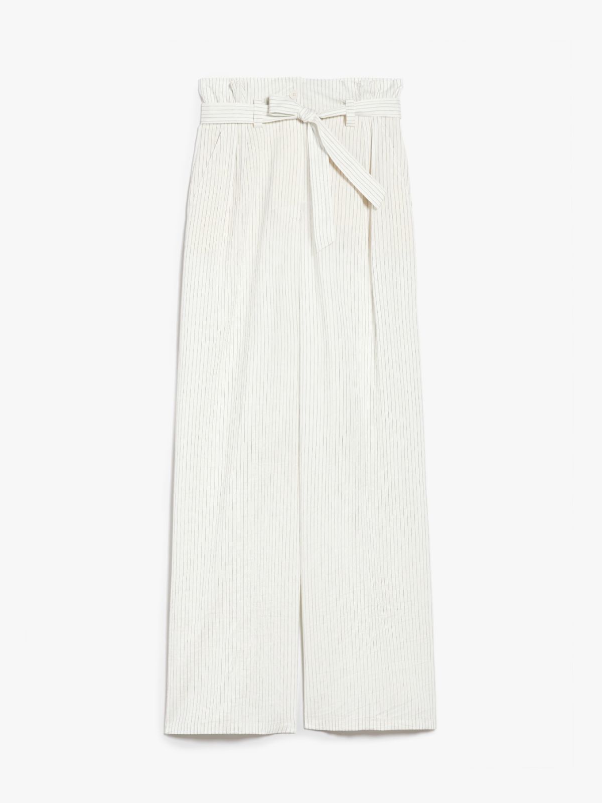 Wide trousers in pinstriped canvas