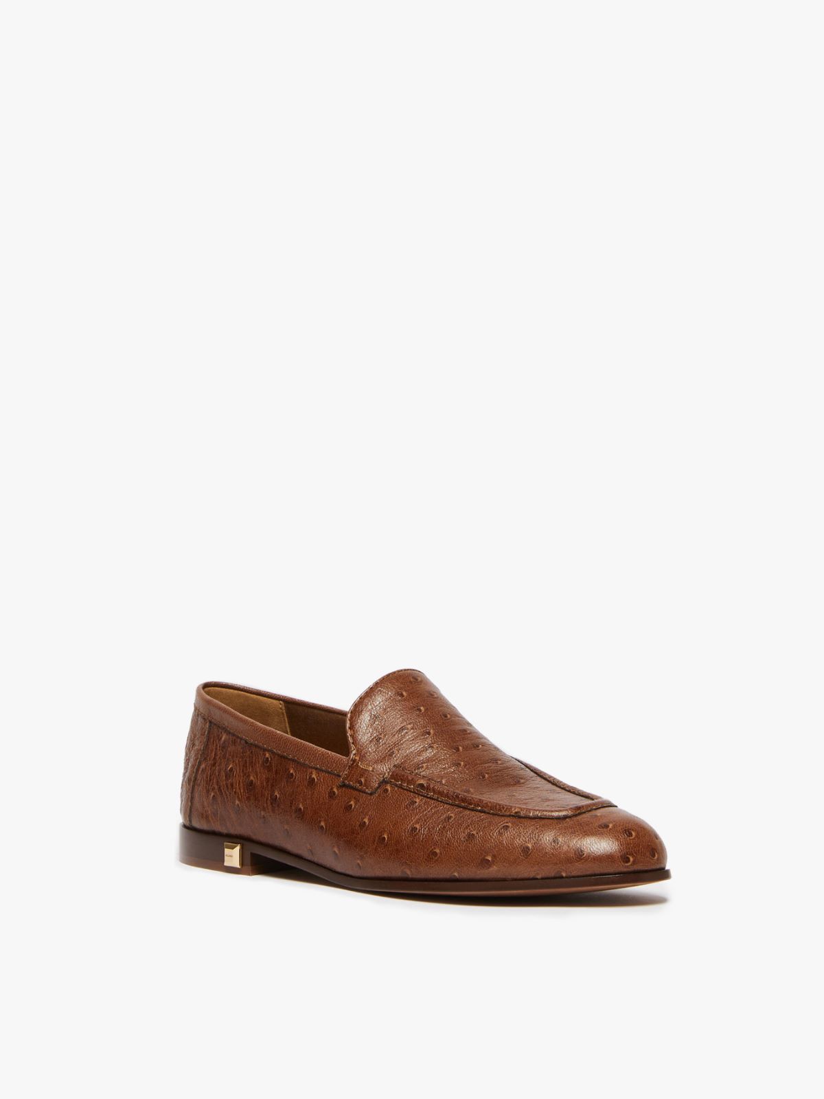 Ostrich-print leather loafers