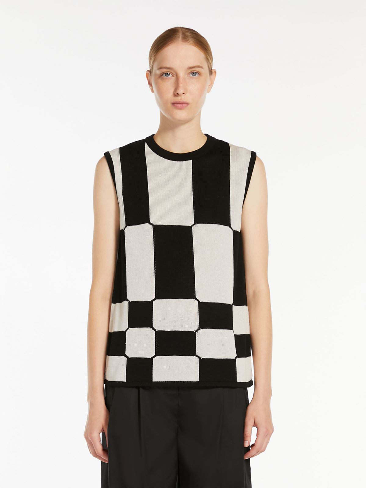 Jacquard cotton knit top