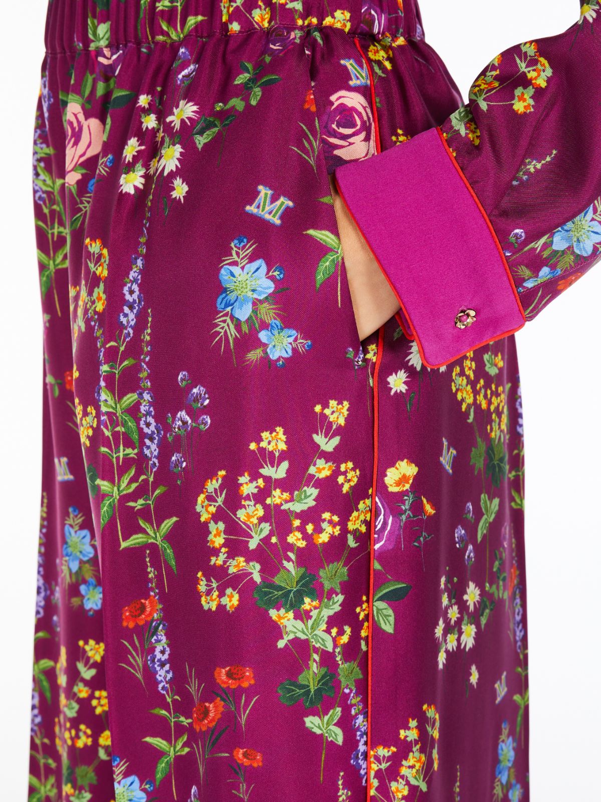 Printed silk pyjama-style trousers