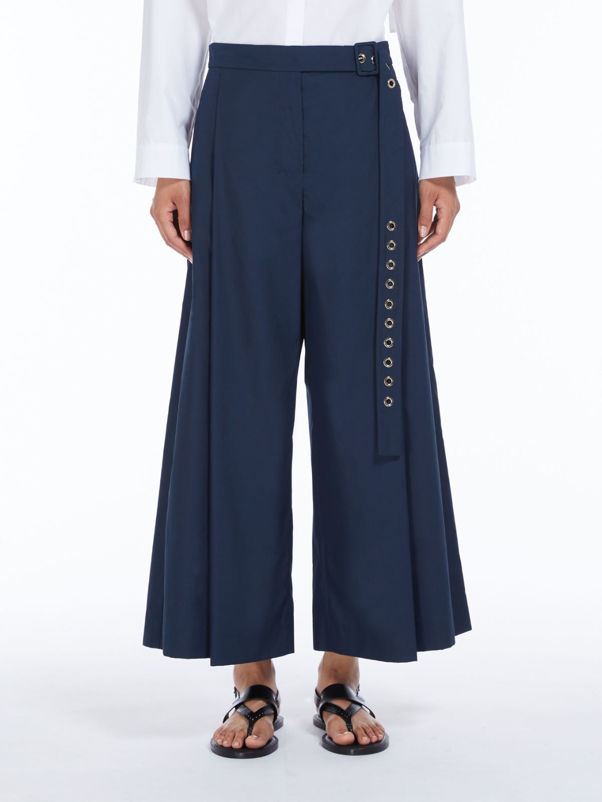 Wide-fit poplin trousers