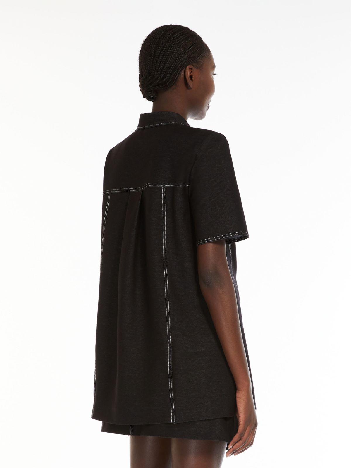 Denim-look jersey tunic-style shirt