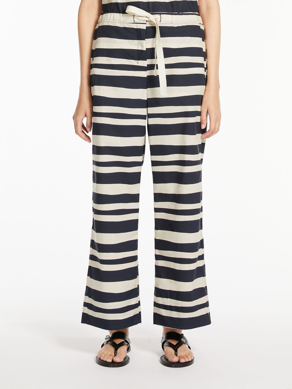 Poplin trousers with drawstring