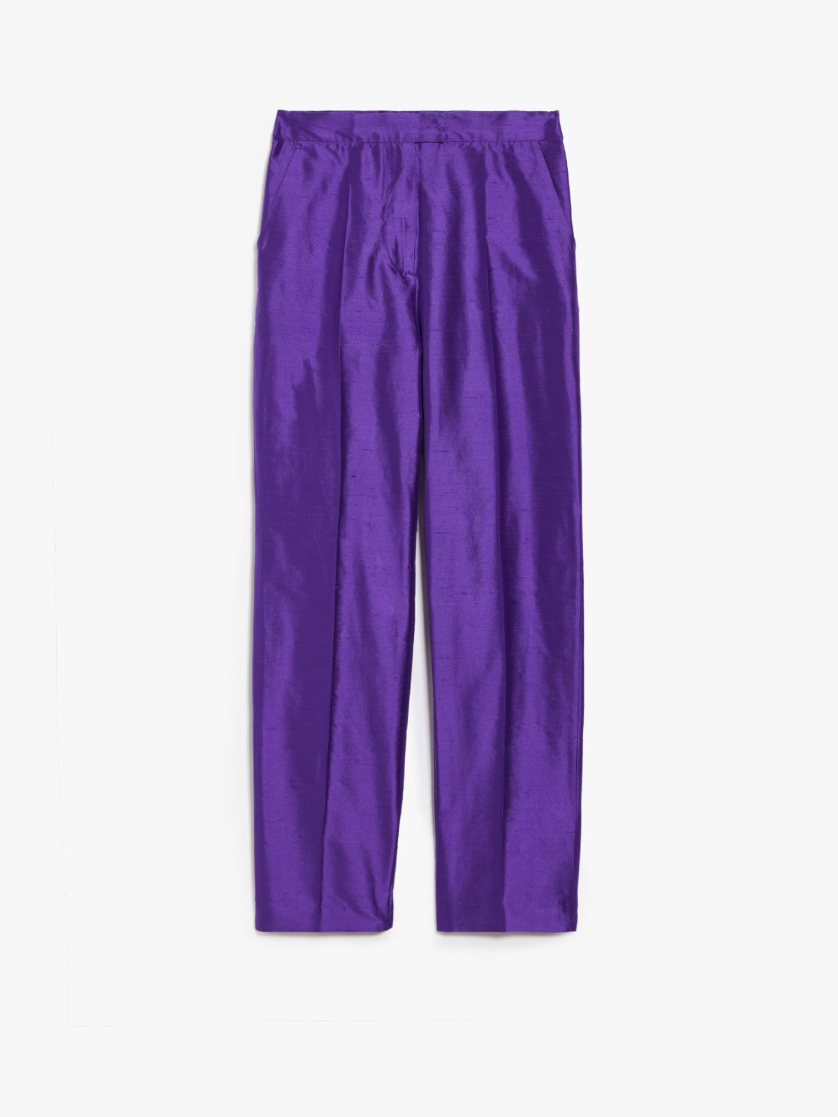 Straight-fit silk shantung trousers