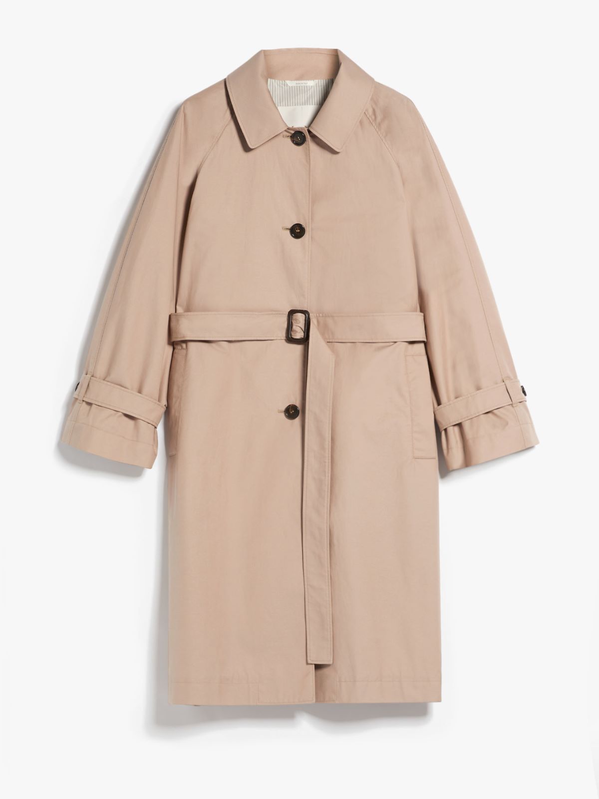 Single-breasted trench coat in water-resistant twill