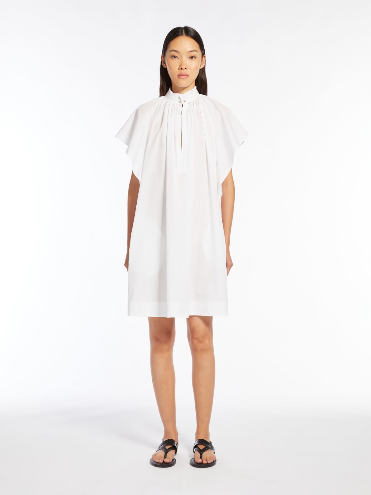 Poplin mini dress with flounce