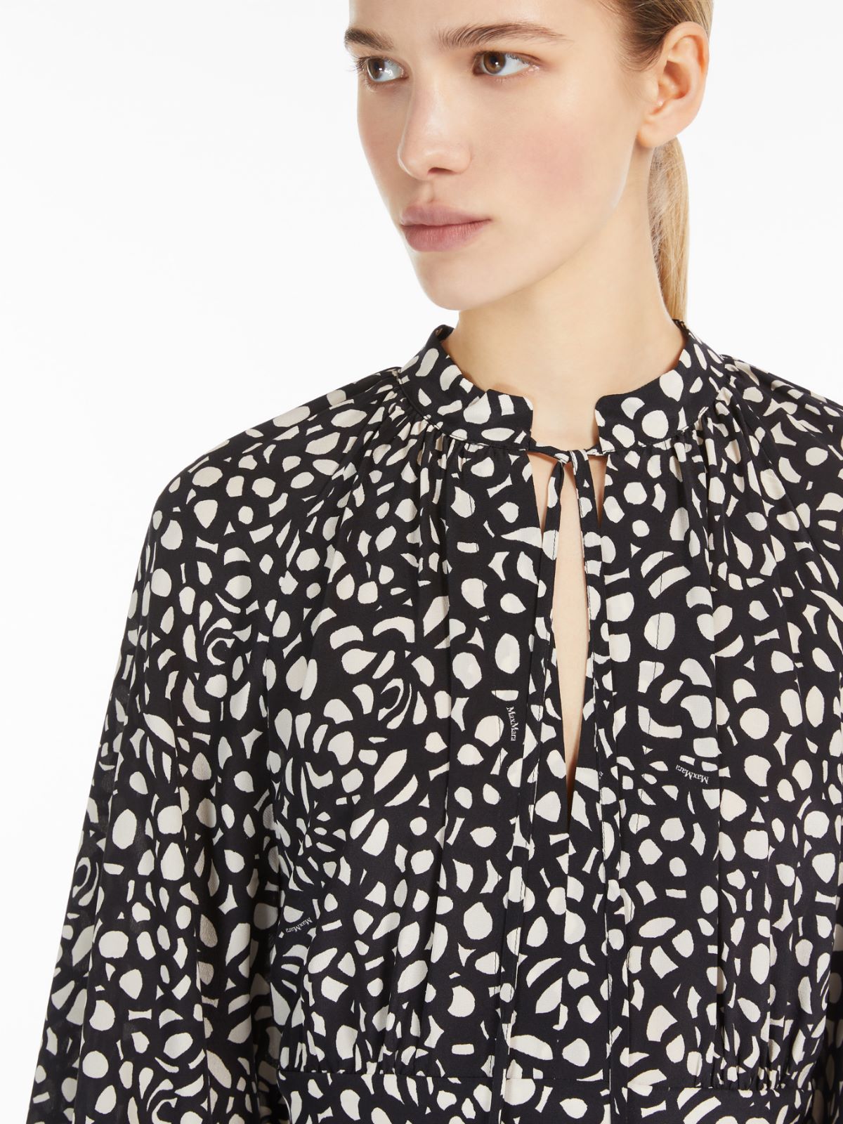 Long printed silk dress