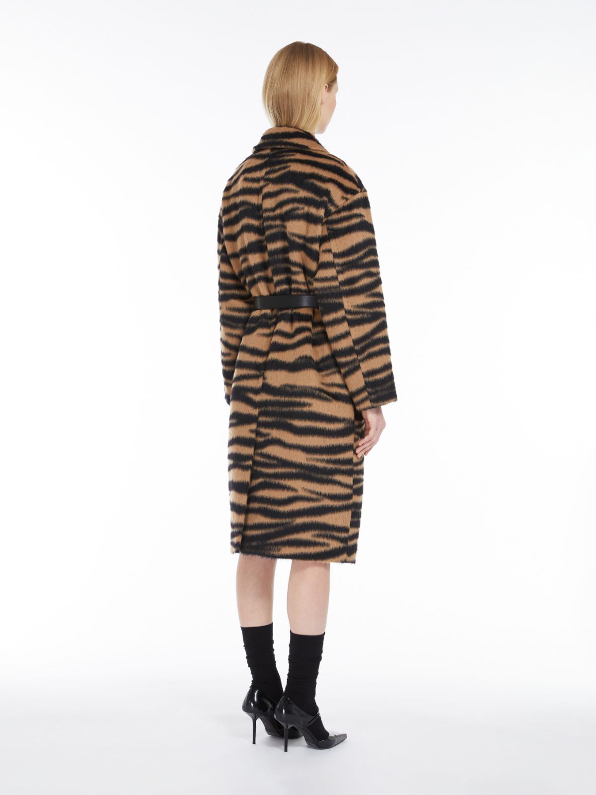 Jacquard alpaca and wool coat