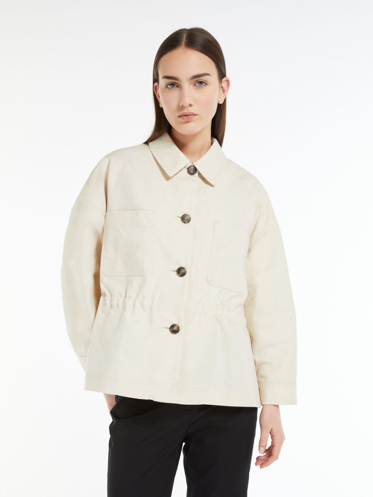 Cotton and linen basketweave jacket