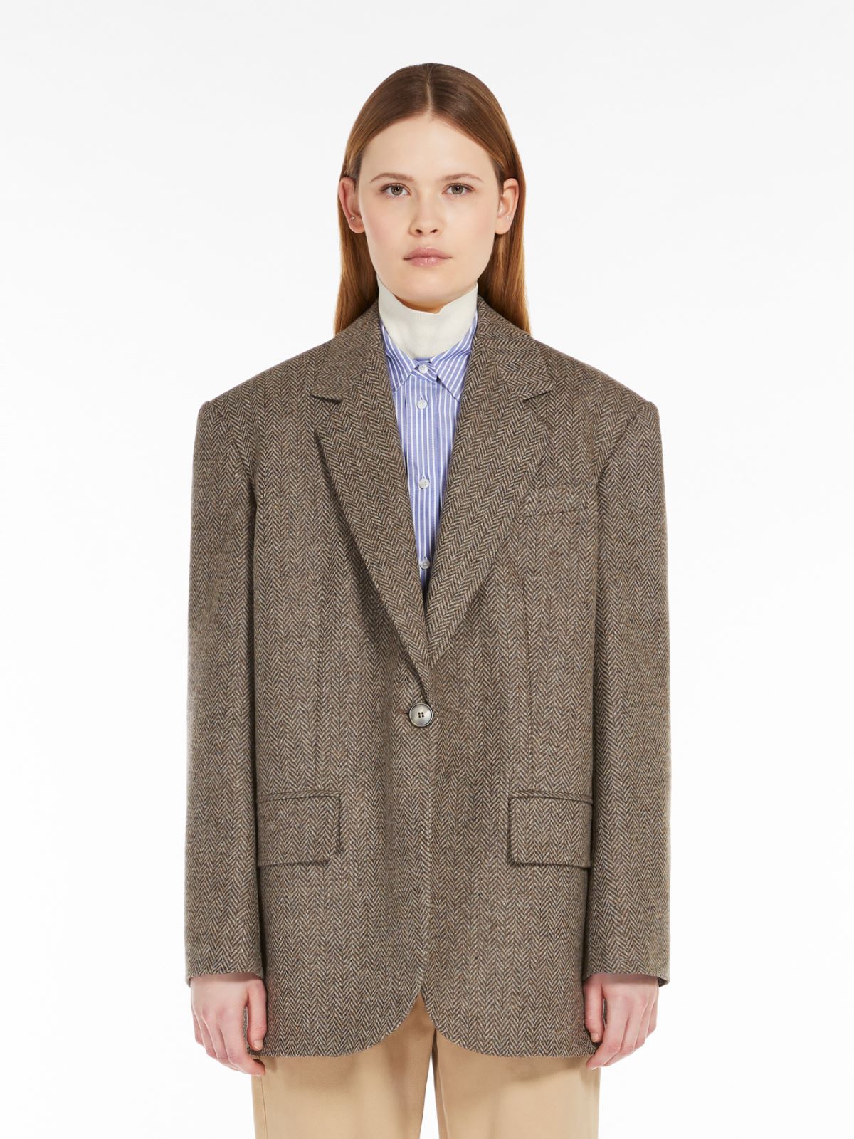 Oversized Shetland-look wool blazer