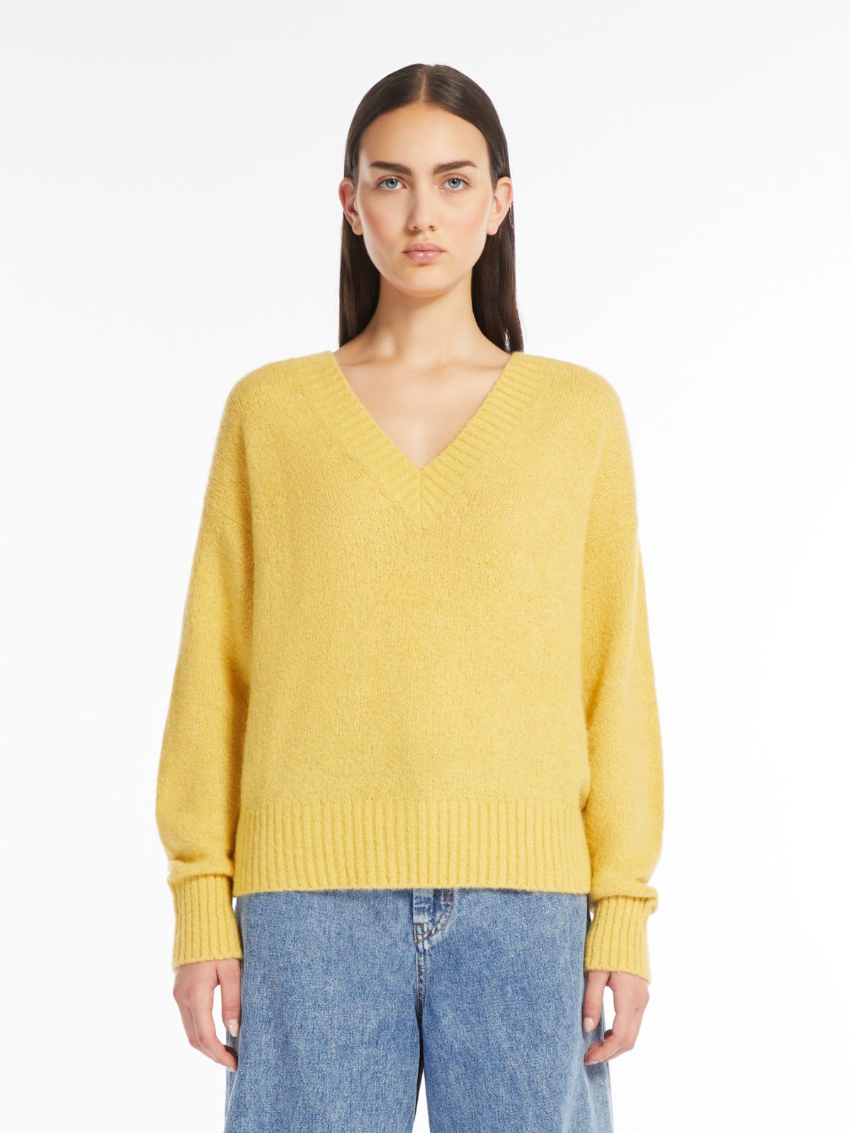 Alpaca and cotton V-neck sweater