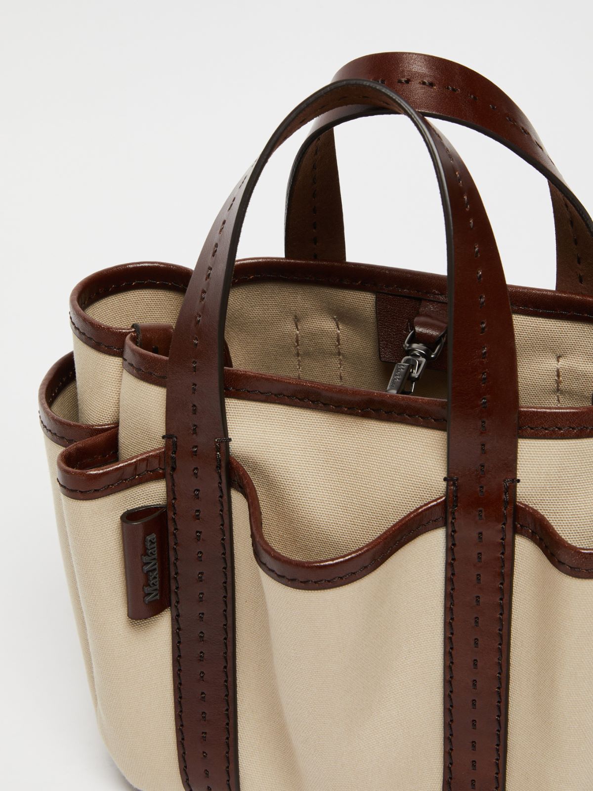 Canvas and leather Giardiniera Mini tote bag