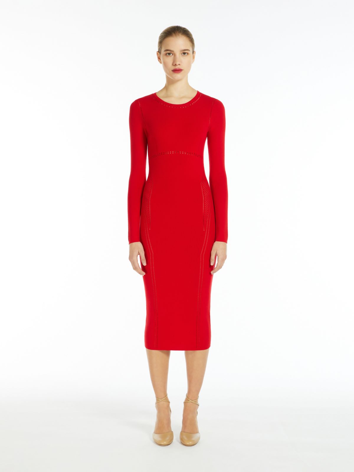 Crepe knit midi dress
