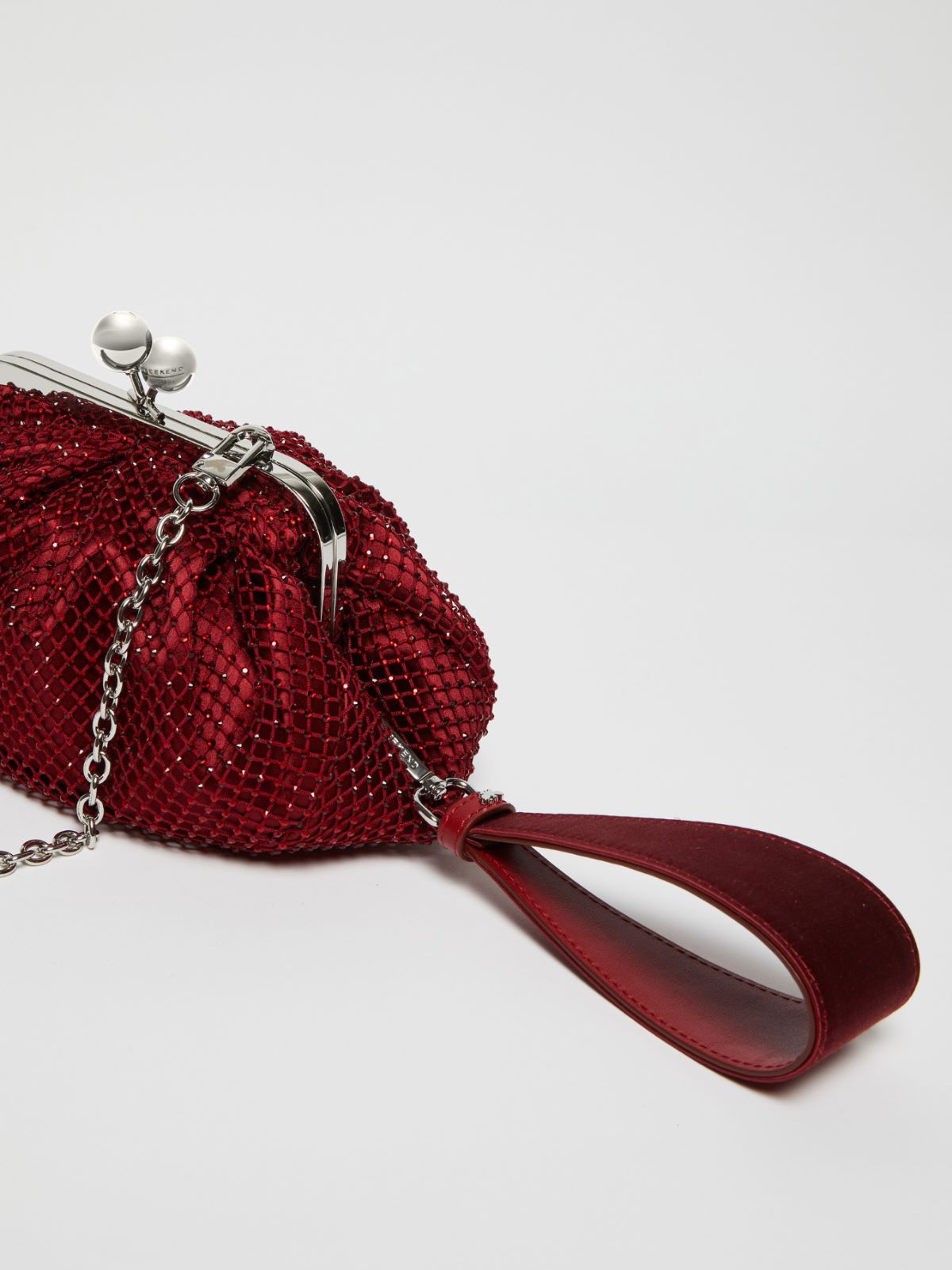 Small Pasticcino Bag in mesh and rhinestones