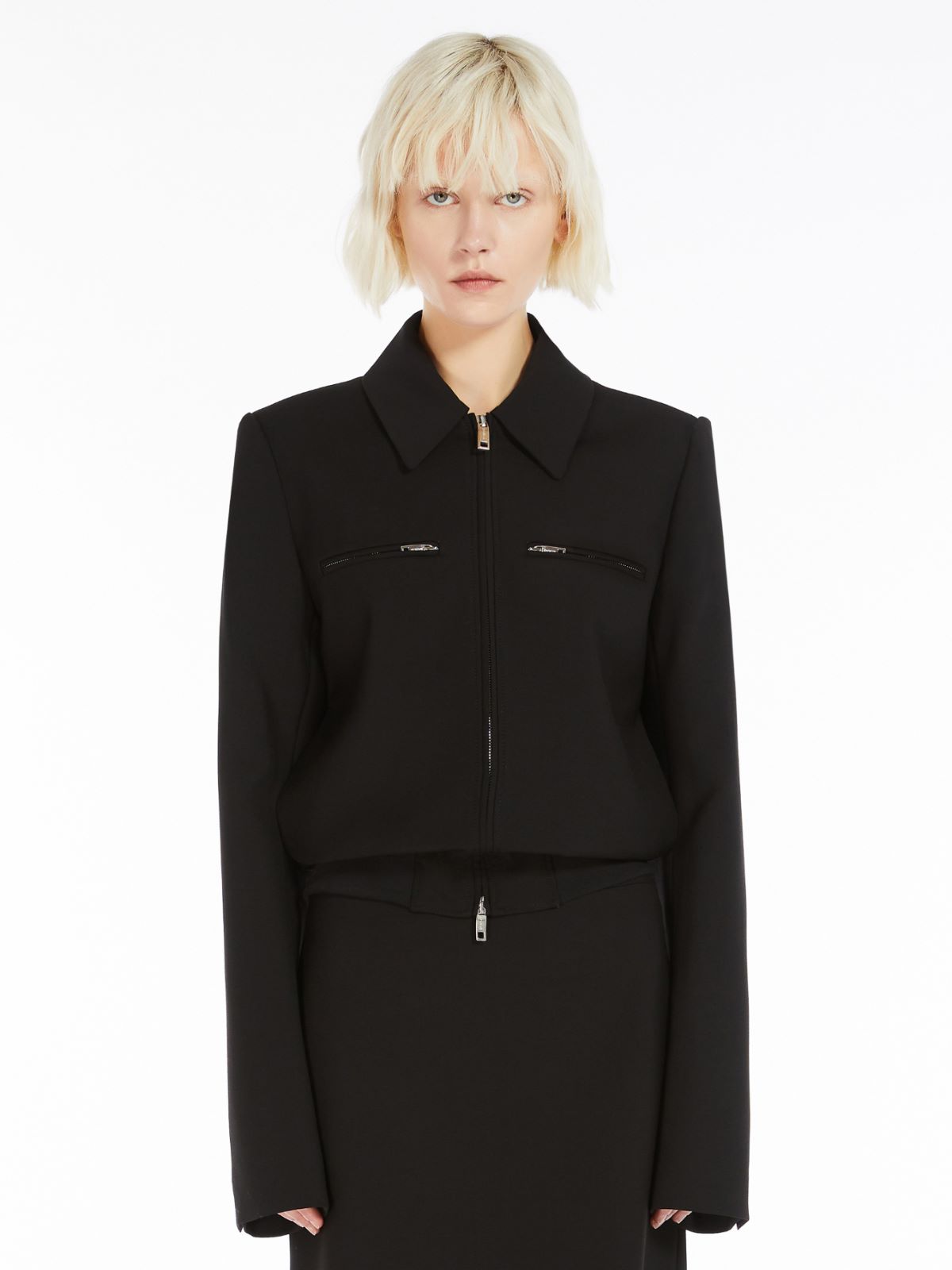 Tailored stretch wool blouson jacket