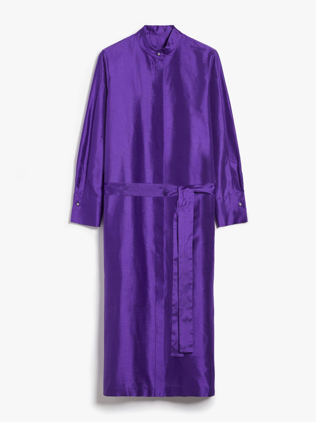 Belted silk shirt dress