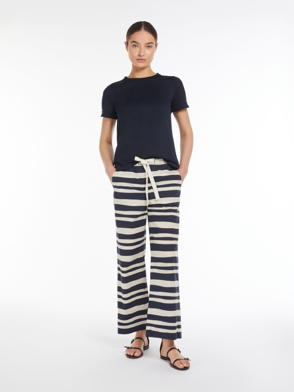 Ruched cotton jersey T-shirt